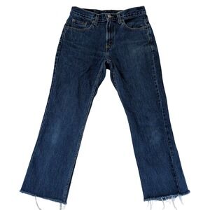 Vintage Levi's 505 Womens 7 Regular Fit Straight Leg Jeans Blue Denim Frayed Hem